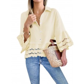 Ladies Bell Sleeve Button-Down Shirt
