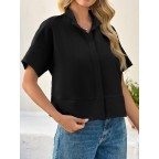 Ladies short black short sleeve