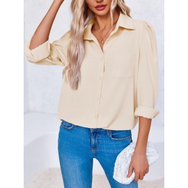 Women's Beige Button Shirt
