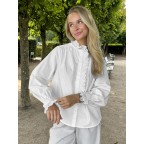 Women's Lace Trim Button-Down Shirt