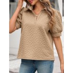Women's Puff Sleeve Short Sleeve Polo Shirt
