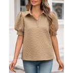 Women's Puff Sleeve Short Sleeve Polo Shirt