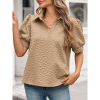 Women's Puff Sleeve Short Sleeve Polo Shirt