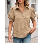 Women's Puff Sleeve Short Sleeve Polo Shirt
