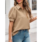 Women's Puff Sleeve Short Sleeve Polo Shirt
