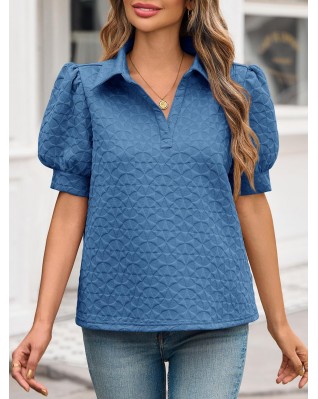 Women's Short Sleeve Polo Shirt Dark Blue
