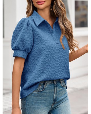 Women's Short Sleeve Polo Shirt Dark Blue