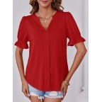 Women's V-neck red shirt
