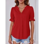 Women's V-neck red shirt