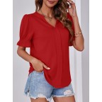 Women's V-neck red shirt