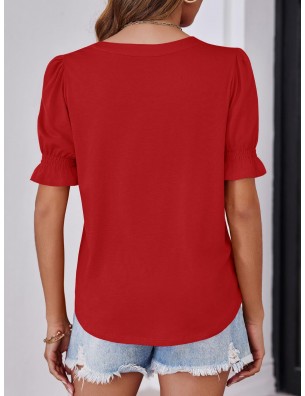 Women's V-neck red shirt
