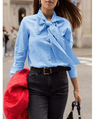 Women's blue plaid shirt