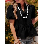 Women's puff sleeve ruffled shirt