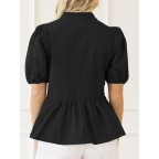 Women's puff sleeve ruffled shirt